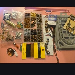 Jewelry Making Supplies Kit with Gold, Silver and Bronze Findings